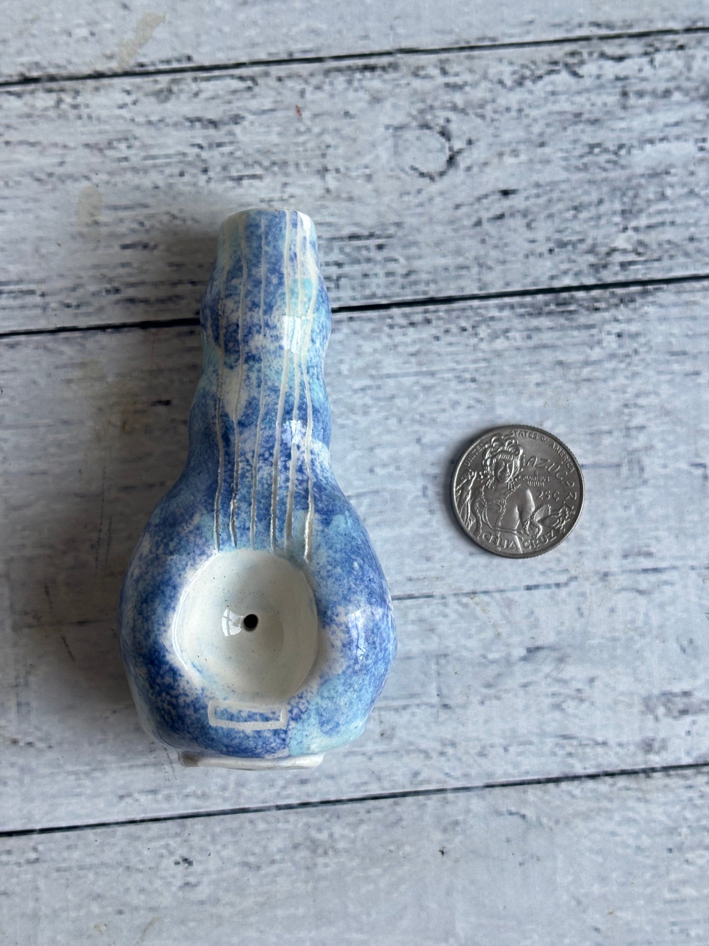 Wheel Thrown Smoking Pipe - Guitarra Azul