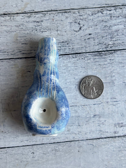 Wheel Thrown Smoking Pipe - Guitarra Azul