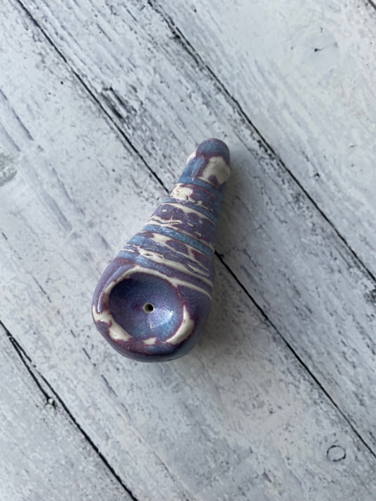 Wheel Thrown Smoking Pipe - oil bottle in electric purple