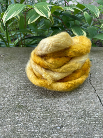 Hand Dyed Bamboo Top Roving, Spinning or Blending - mustard