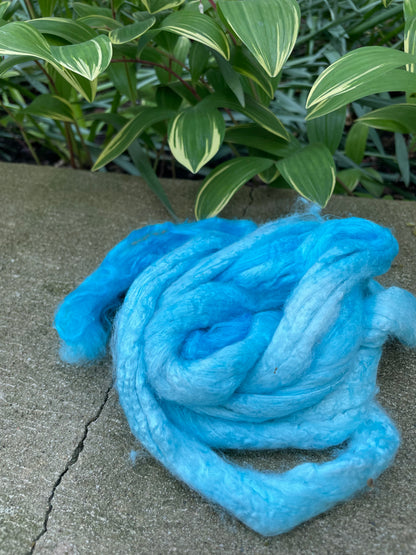 HAND DYED BAMBOO TOP ROVING, SPINNING OR BLENDING- aqua