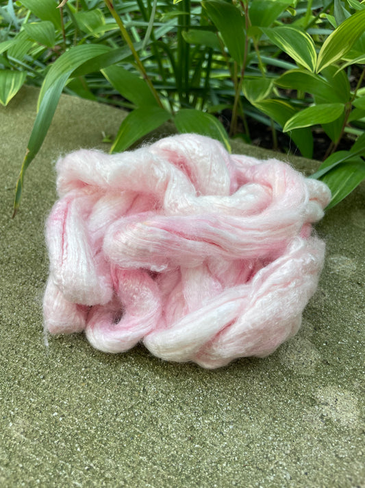 Hand Dyed Bamboo Top Roving, Spinning or Blending - bubble gum