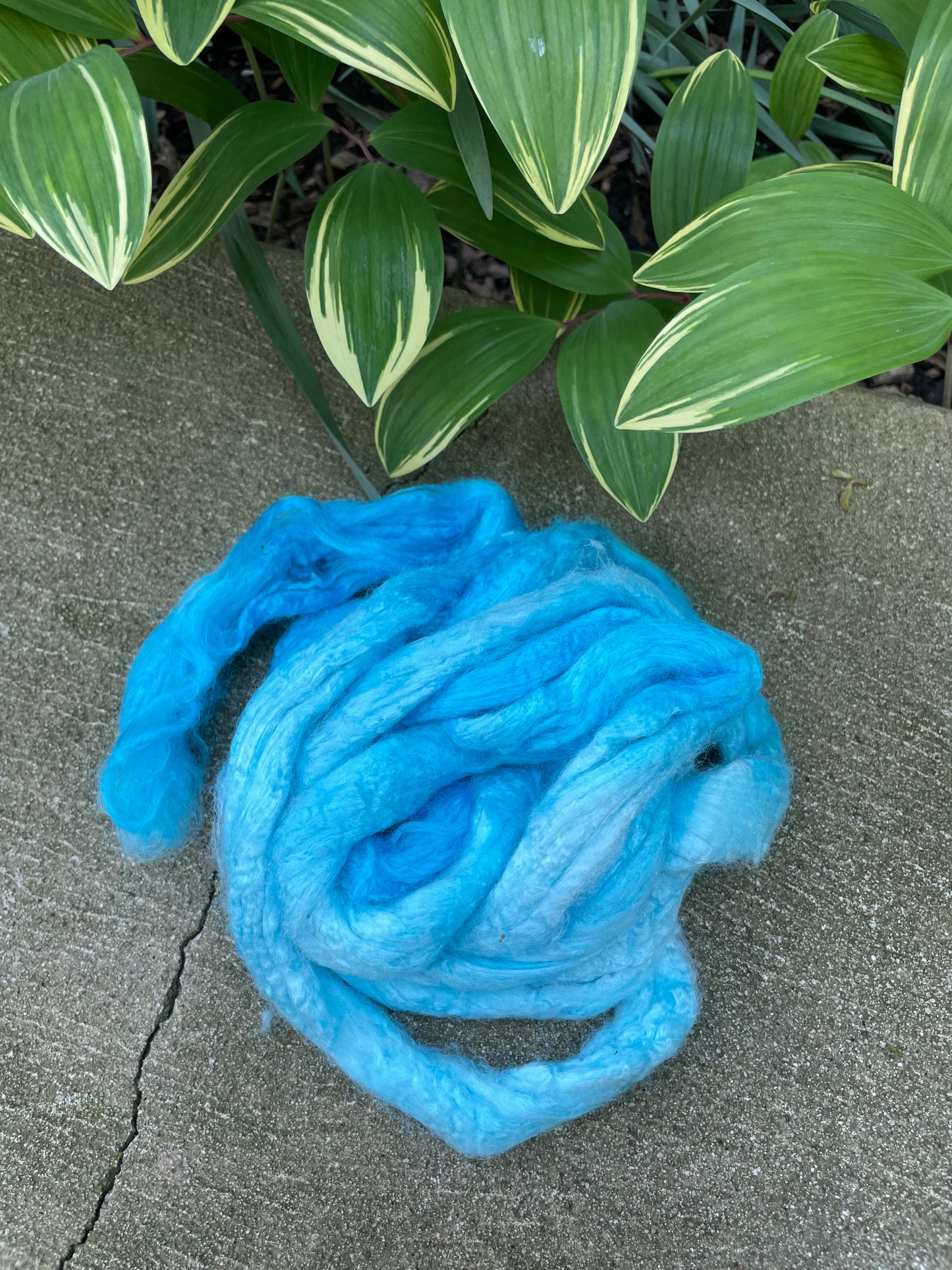 HAND DYED BAMBOO TOP ROVING, SPINNING OR BLENDING- aqua
